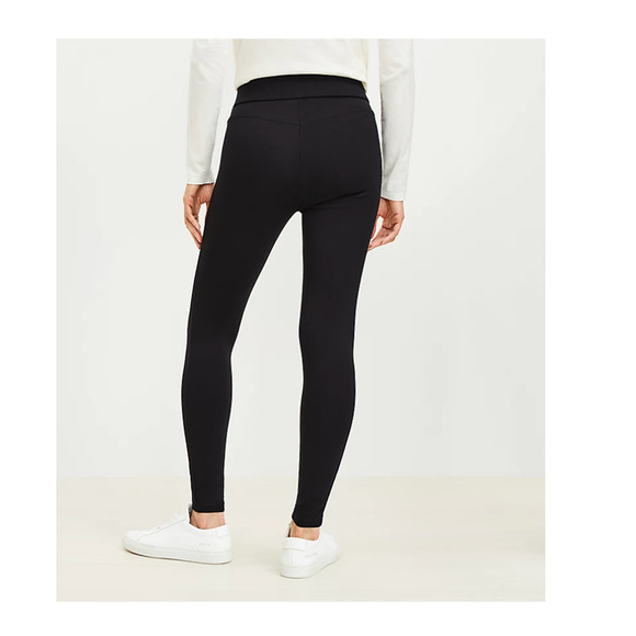 Loft Black Petite Seamed Ponte Cropped Thick Opaque Stretch Pull Up Leggings XSP - Picture 2 of 13
